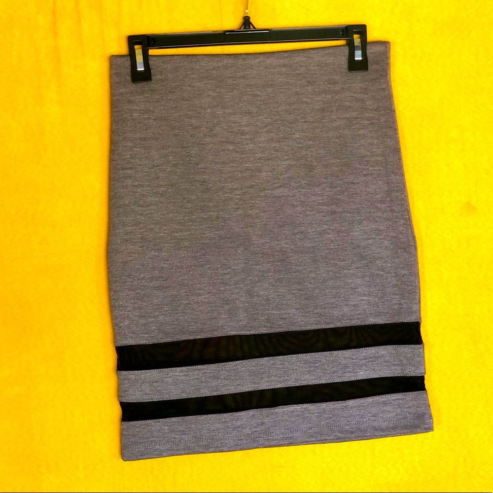 DIVIDED by H&M, Grey Tight Pencil Skirt with Mesh Black Stripes